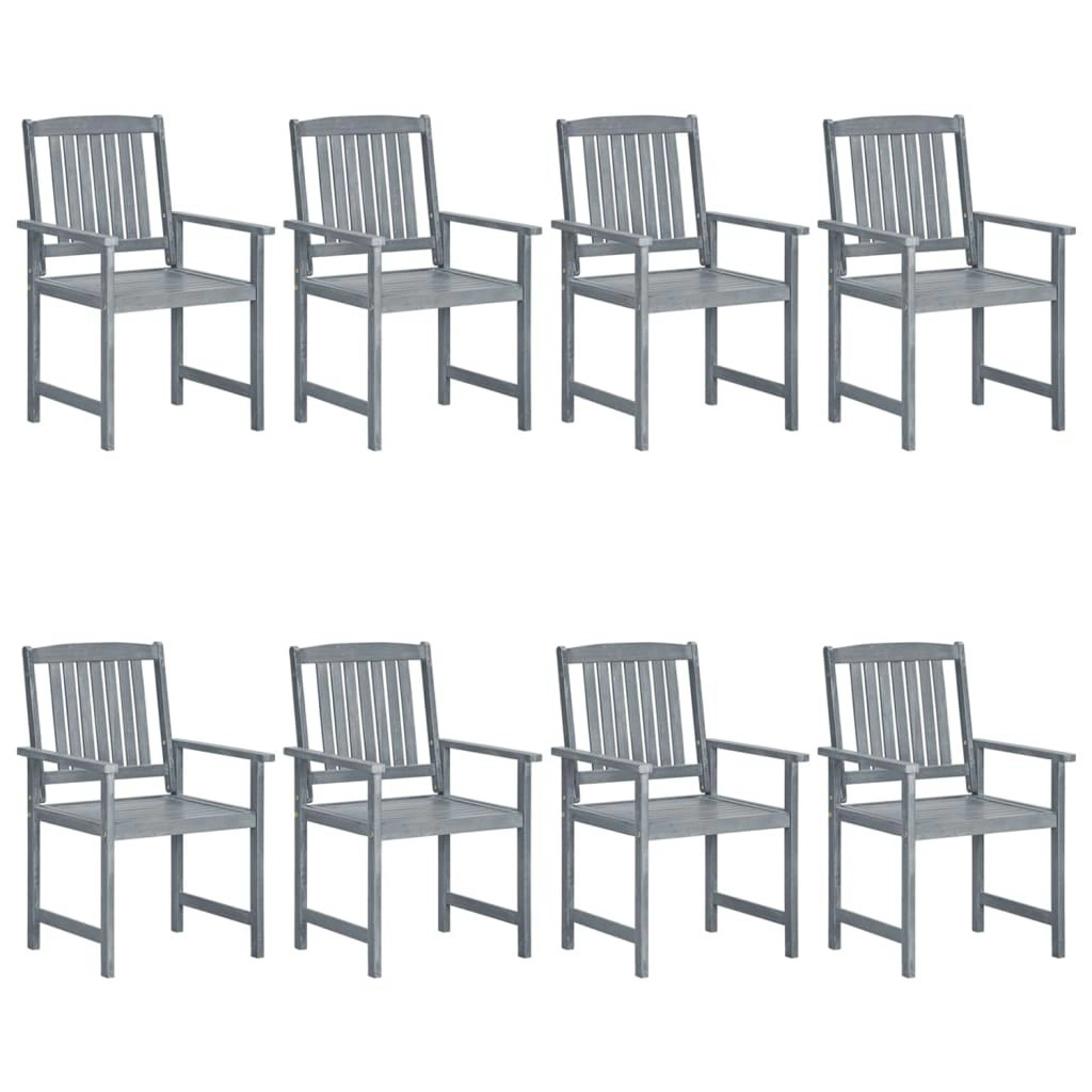 Garden Chairs 8 pcs Solid Acacia Wood Grey 3078206