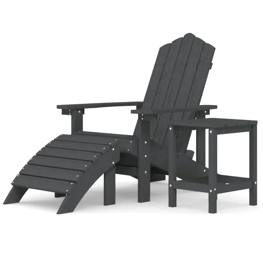 Garden Adirondack Chair with Footstool & Table HDPE Anthracite 3095709