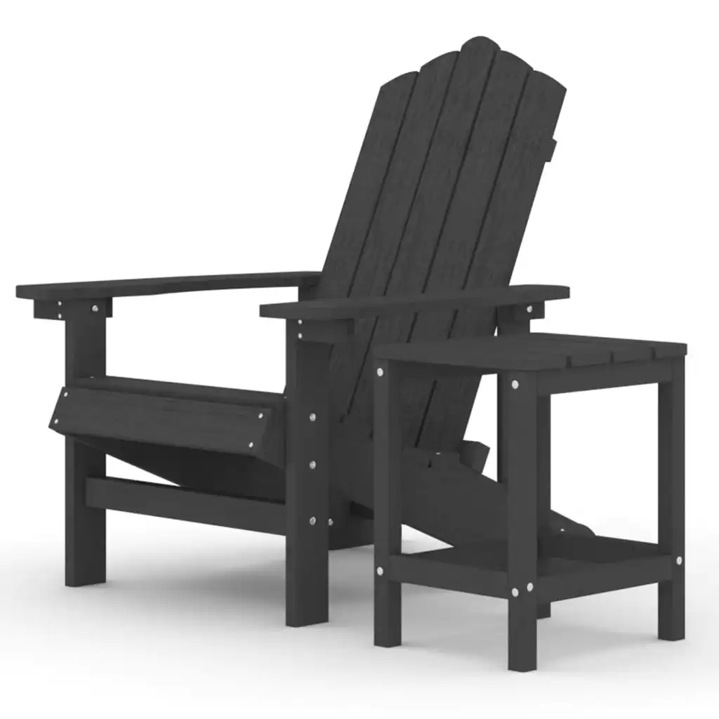 Garden Adirondack Chair with Table HDPE Anthracite 3095701