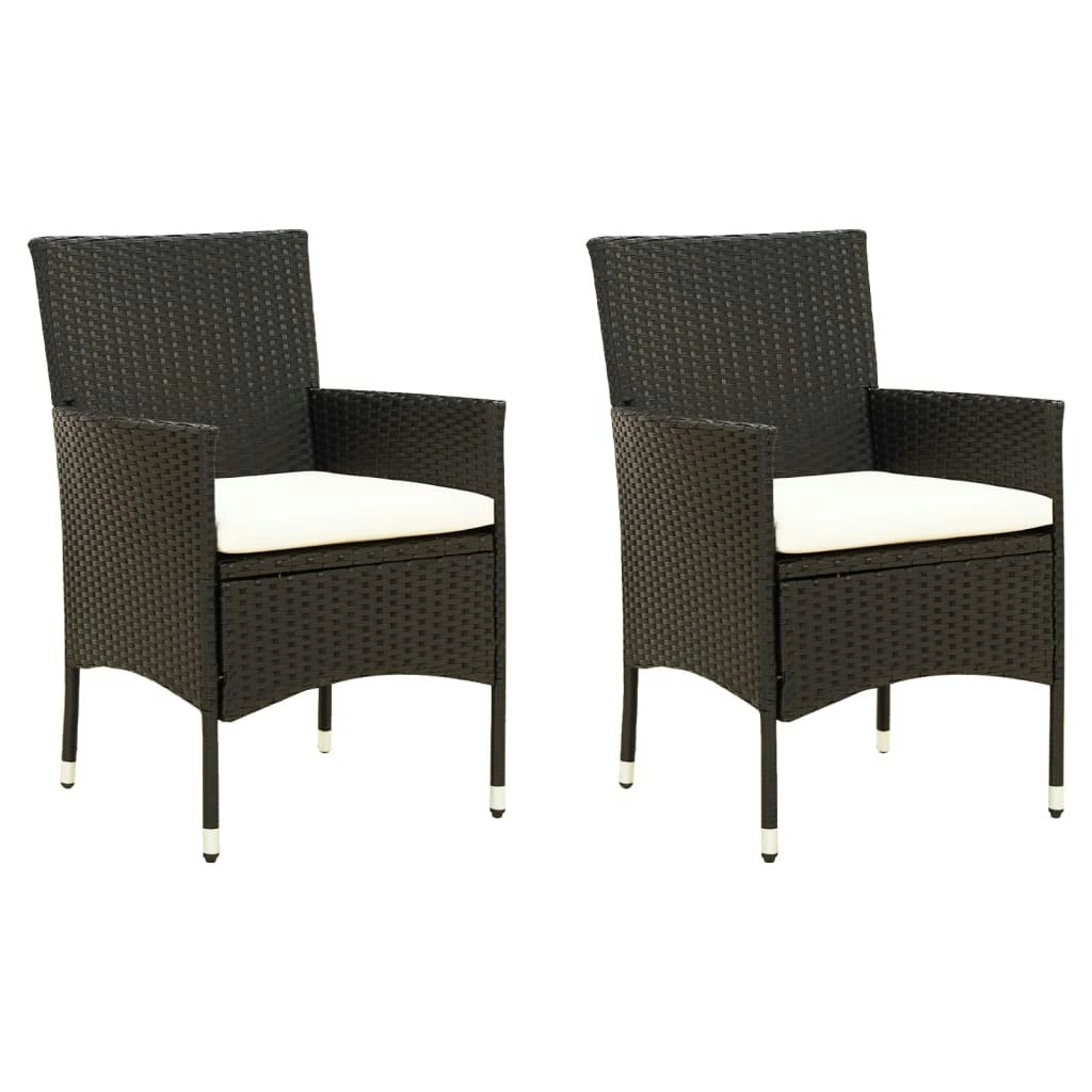 Garden Chairs with Cushions 2 pcs Poly Rattan Black 316680