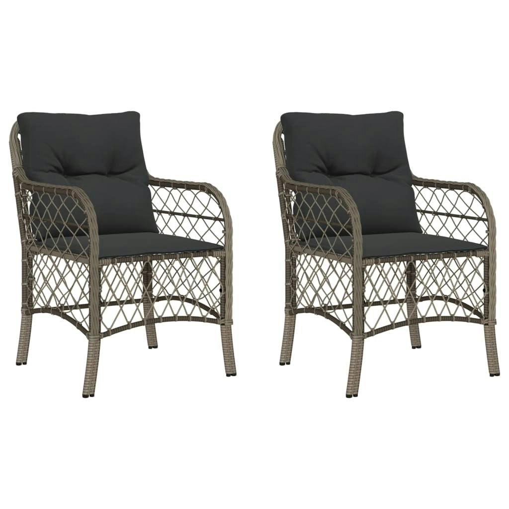 Garden Chairs with Cushions 2 pcs Grey Poly Rattan 365155