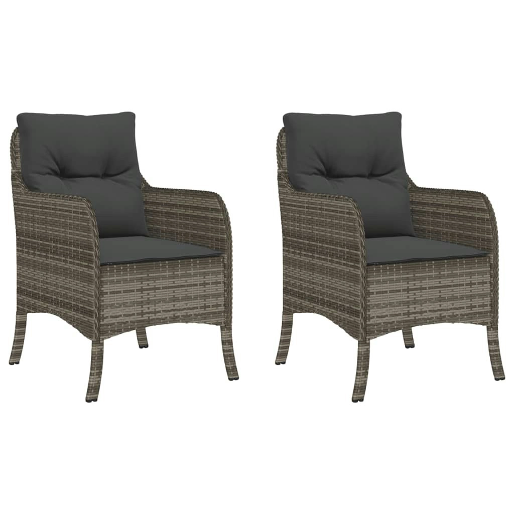 Garden Chairs with Cushions 2 pcs Grey Poly Rattan 365147