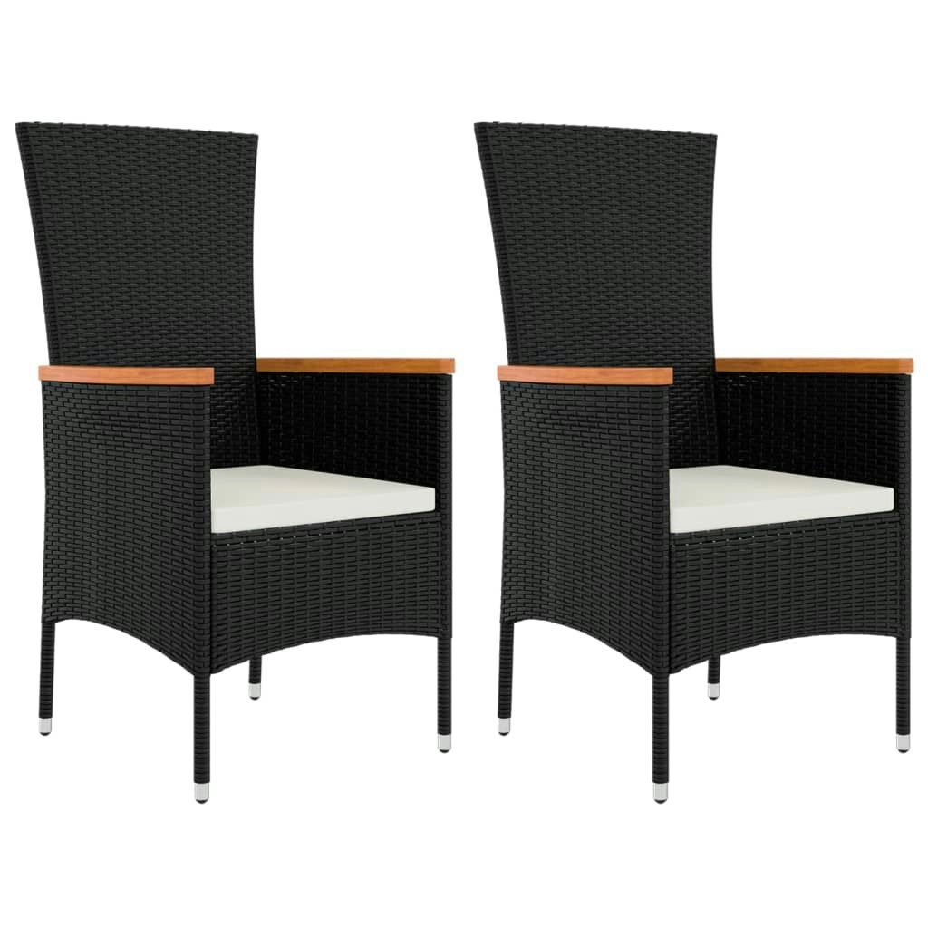 Garden Chairs with Cushions 2 pcs Poly Rattan Black 319525