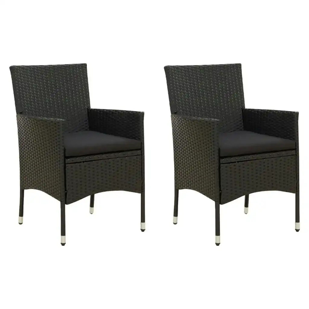 Garden Chairs with Cushions 2 pcs Poly Rattan Black 316681