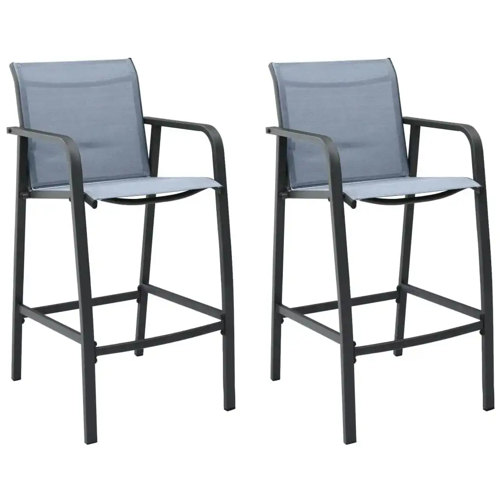 Garden Bar Chairs 2 pcs Grey Textilene 48118