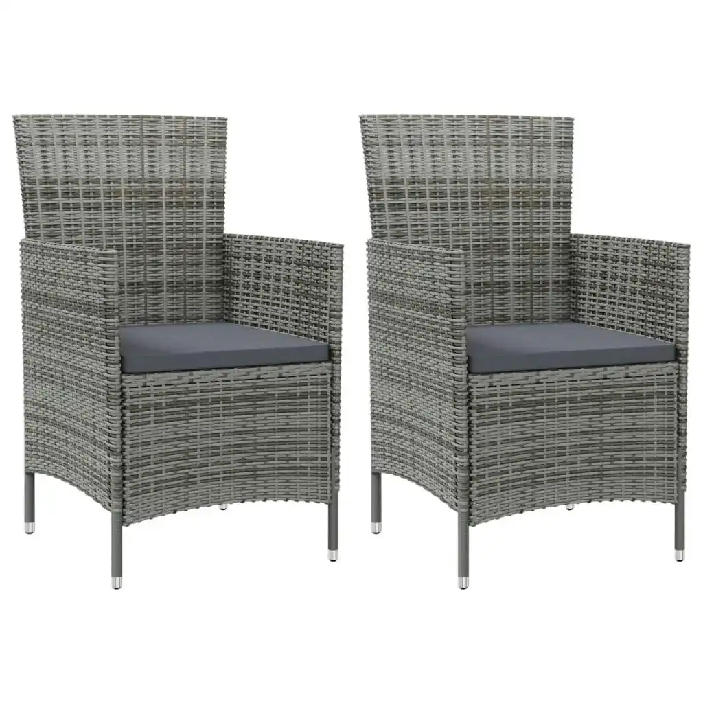 Garden Chairs with Cushions 2 pcs Poly Rattan Grey 316682