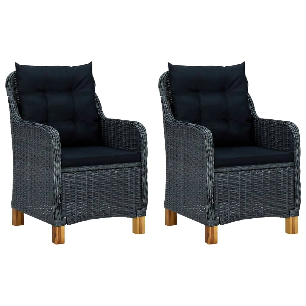 Garden Chairs with Cushions 2 pcs Poly Rattan Dark Grey 313316