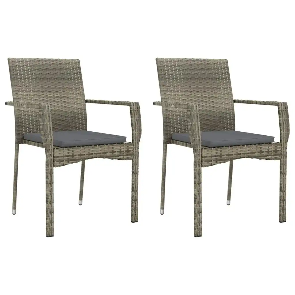 Garden Chairs with Cushions 2 pcs Poly Rattan Grey 319882