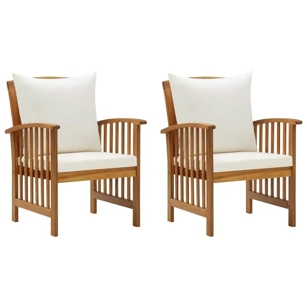 Garden Chairs with Cushions 2 pcs Solid Acacia Wood 310257