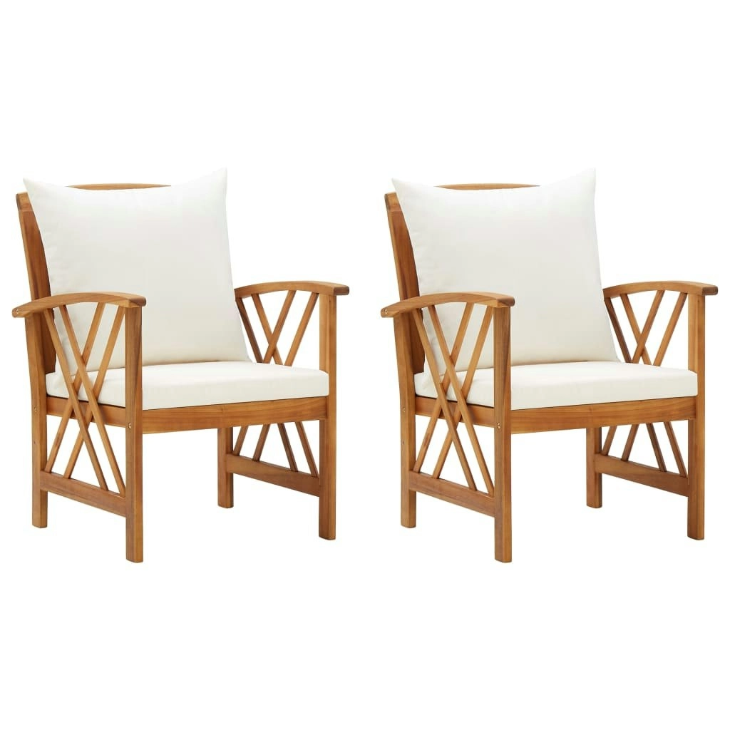 Garden Chairs with Cushions 2 pcs Solid Acacia Wood 310267