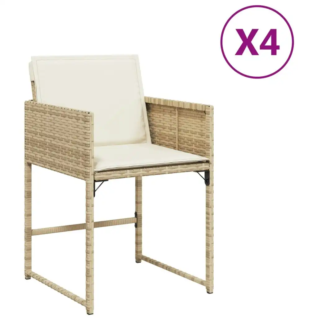 Garden Chairs with Cushions 4 pcs Beige Poly Rattan 365004