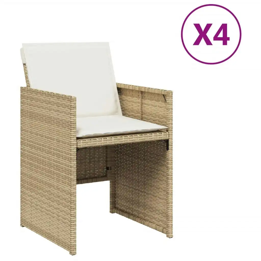 Garden Chairs with Cushions 4 pcs Beige Poly Rattan 364936