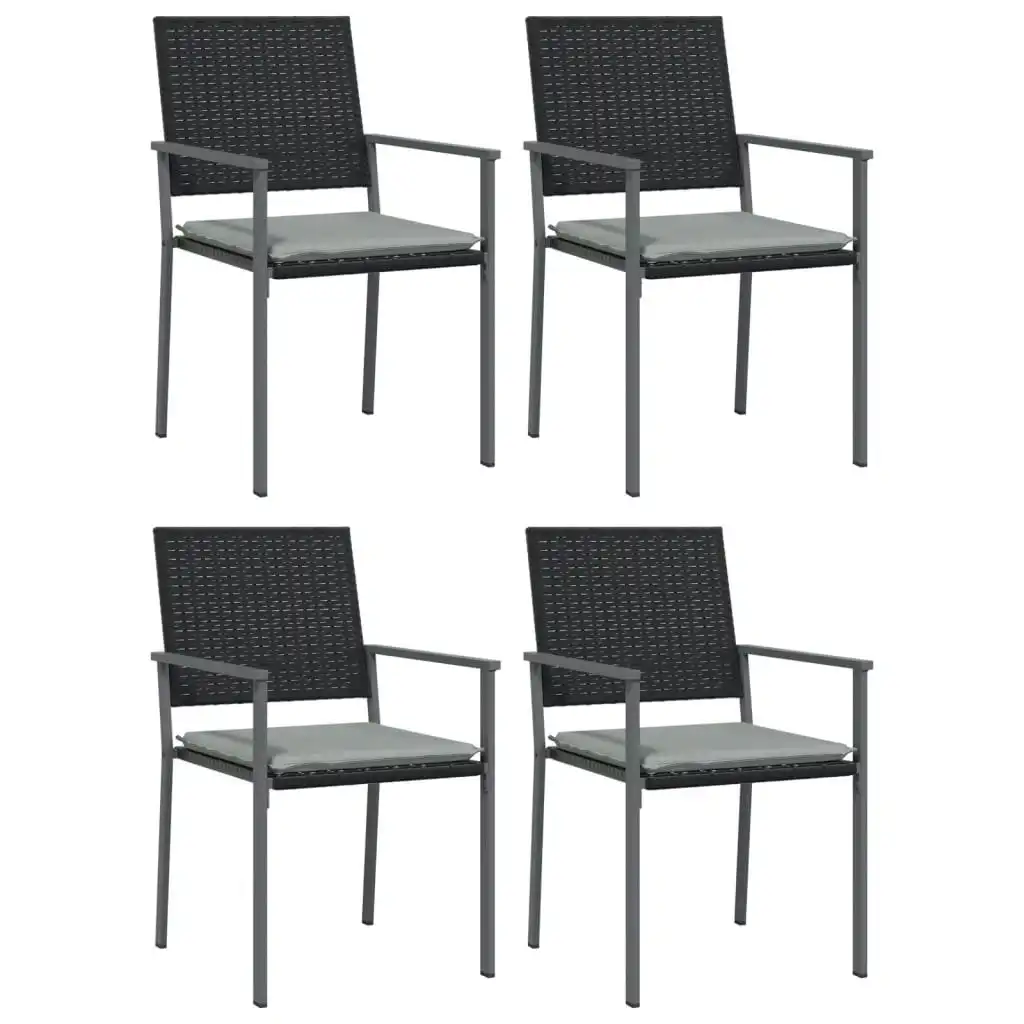 Garden Chairs with Cushions 4 pcs Black 54x62.5x89 cm Poly Rattan 3187081