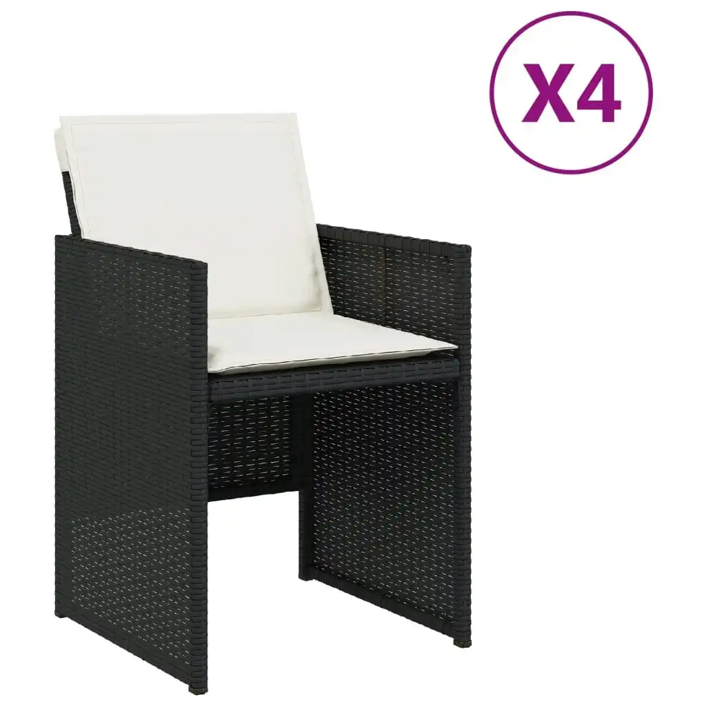 Garden Chairs with Cushions 4 pcs Black Poly Rattan 364932