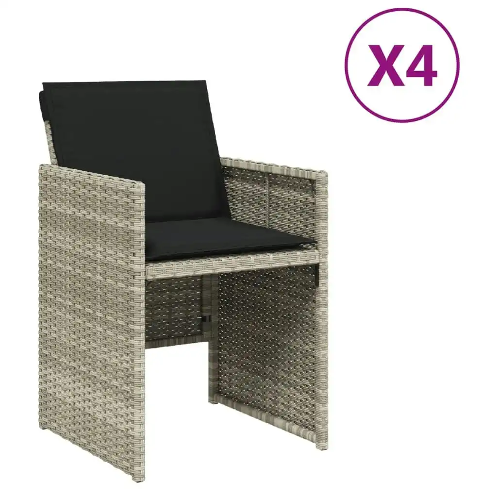 Garden Chairs with Cushions 4 pcs Light Grey Poly Rattan 364937