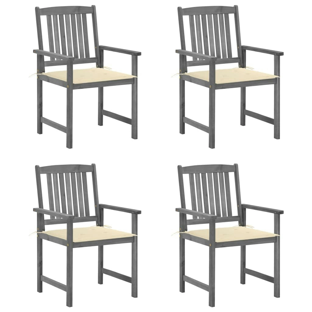 Garden Chairs with Cushions 4 pcs Grey Solid Acacia Wood 3061226