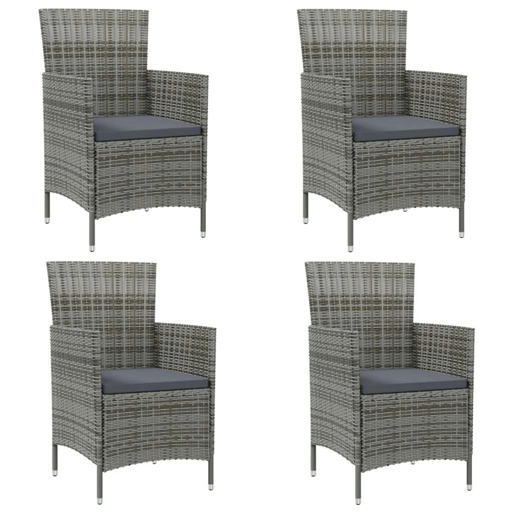 Garden Chairs with Cushions 4 pcs Poly Rattan Grey 316690