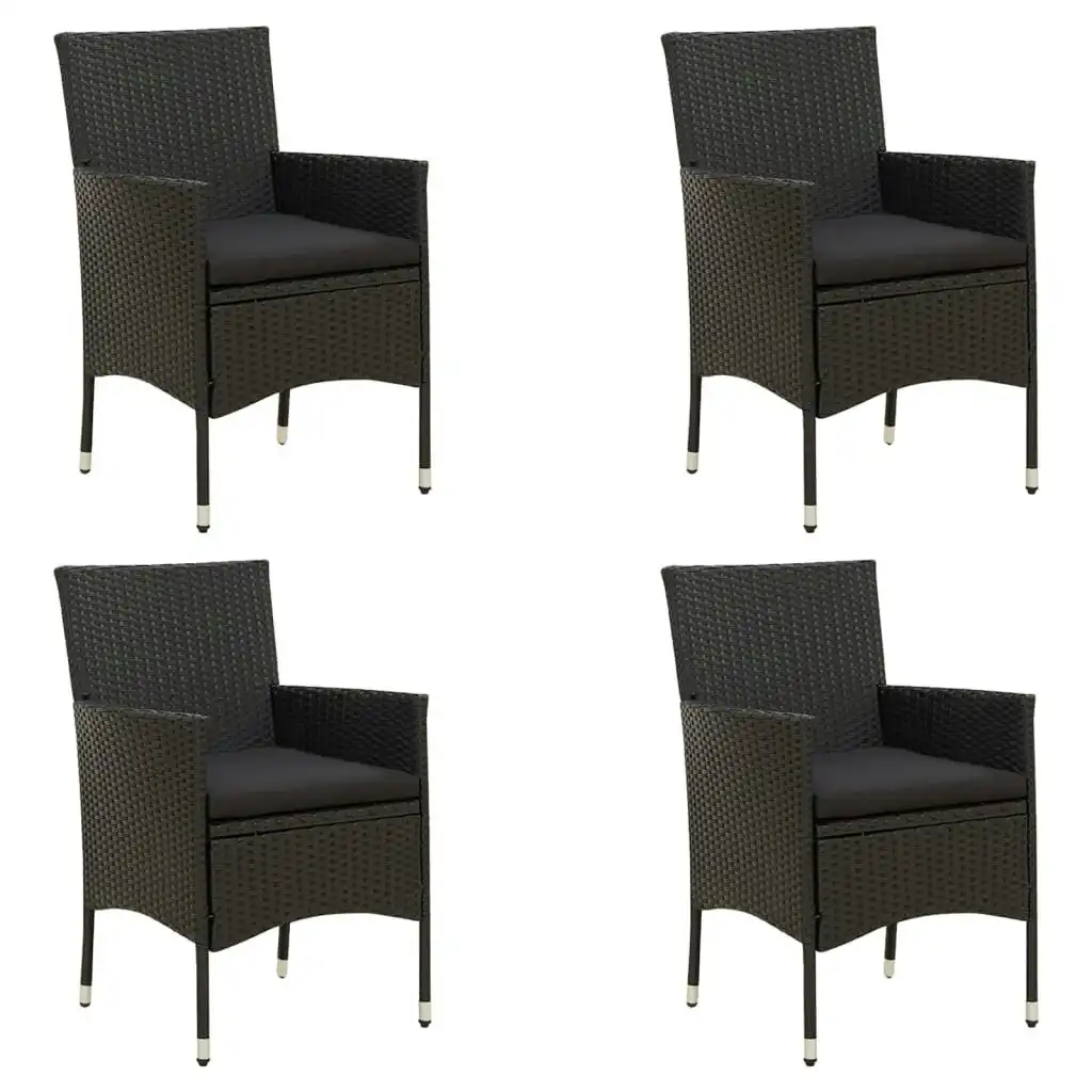 Garden Chairs with Cushions 4 pcs Poly Rattan Black 316689