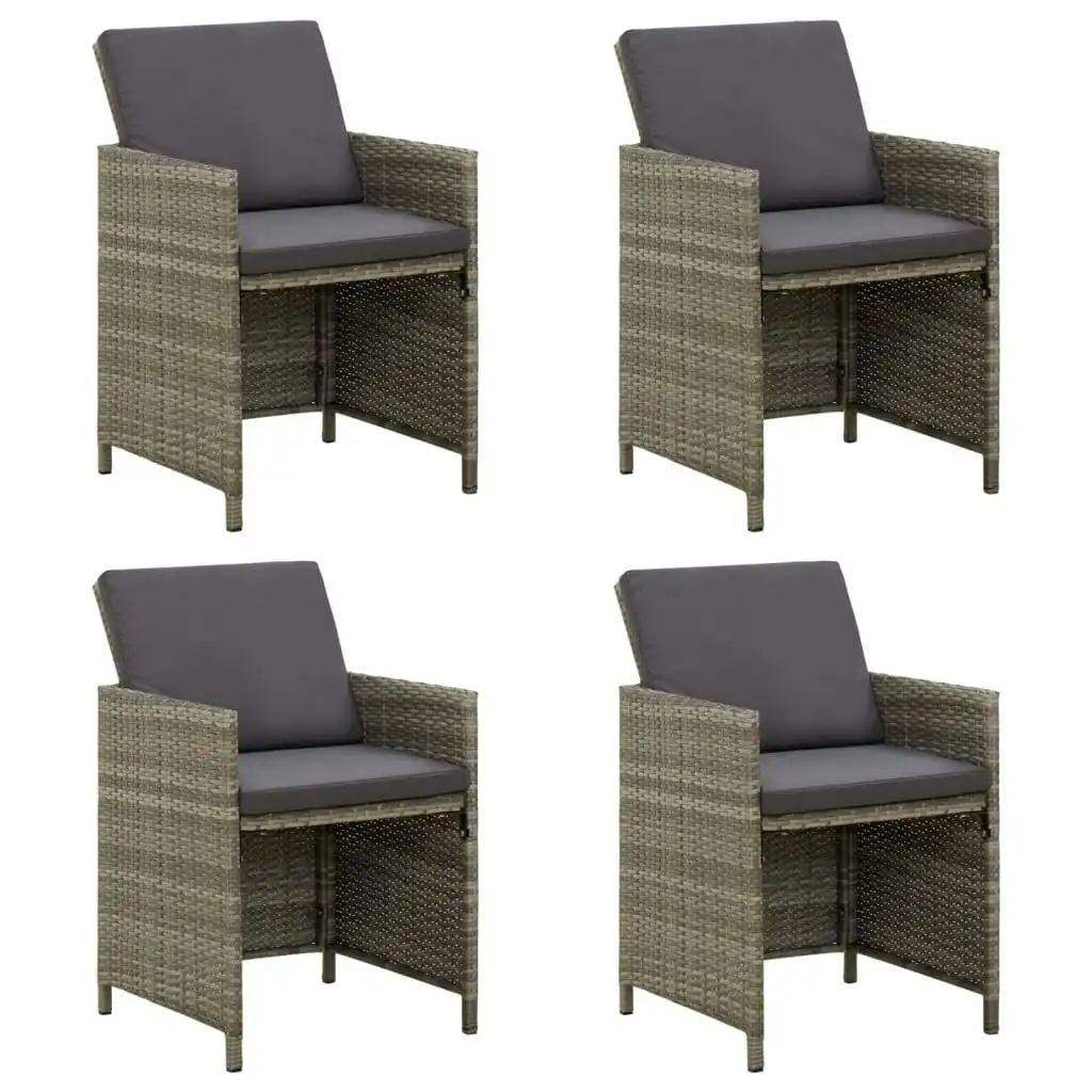 Garden Chairs with Cushions 4 pcs Poly Rattan Grey 316747