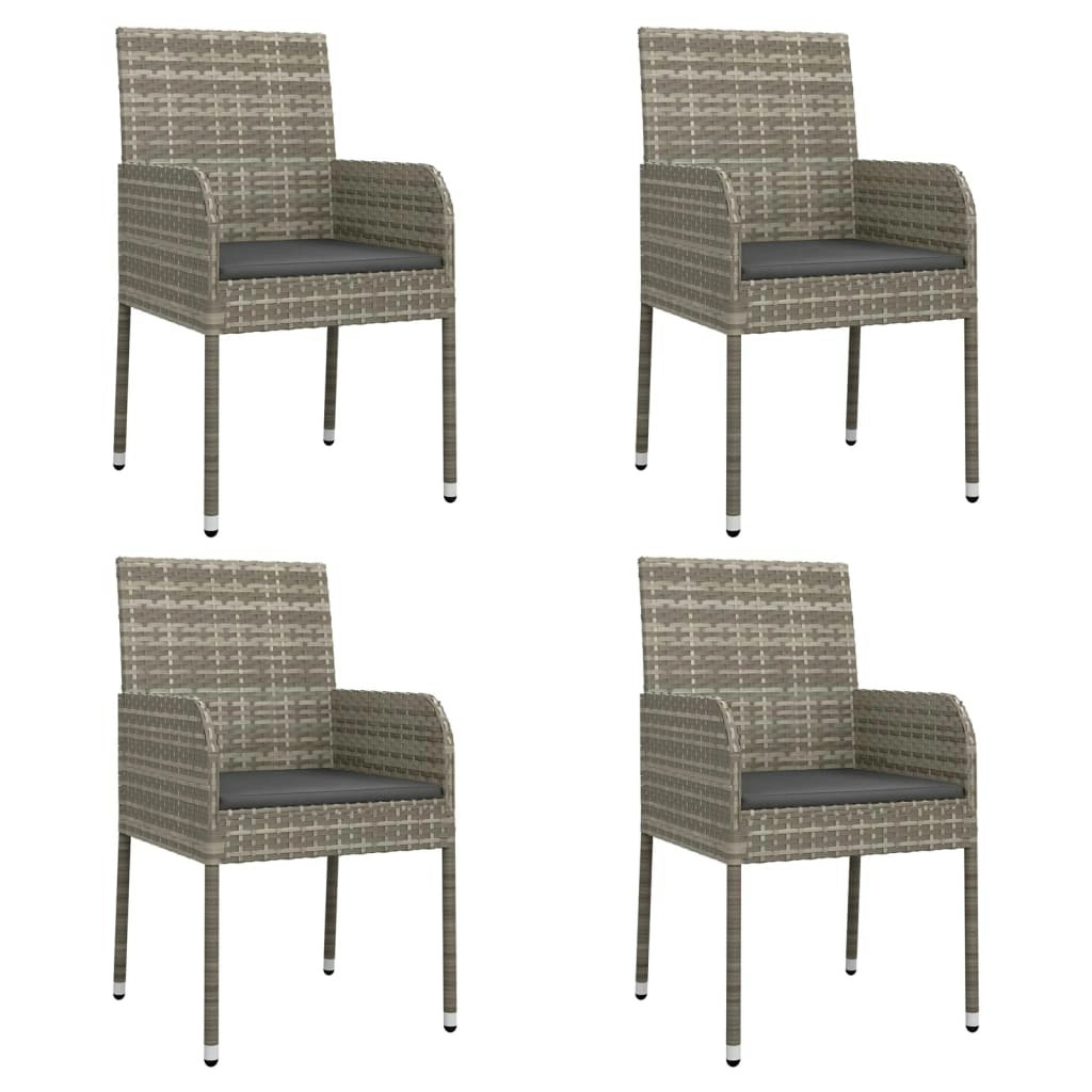 Garden Chairs with Cushions 4 pcs Poly Rattan Grey 319888