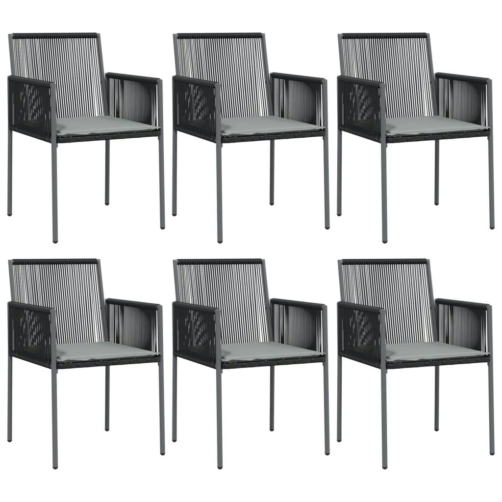 Garden Chairs with Cushions 6 pcs Black 54x60.5x83.5 cm Poly Rattan 3187092