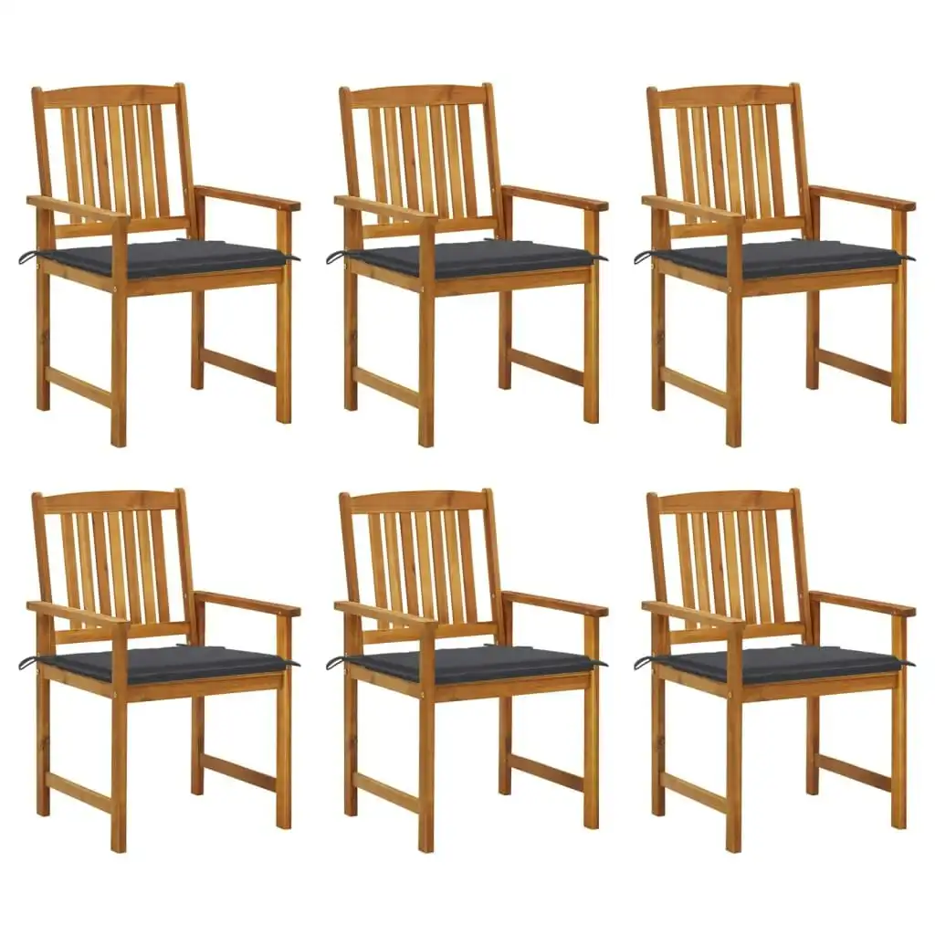 Garden Chairs with Cushions 6 pcs Solid Wood Acacia 3078151