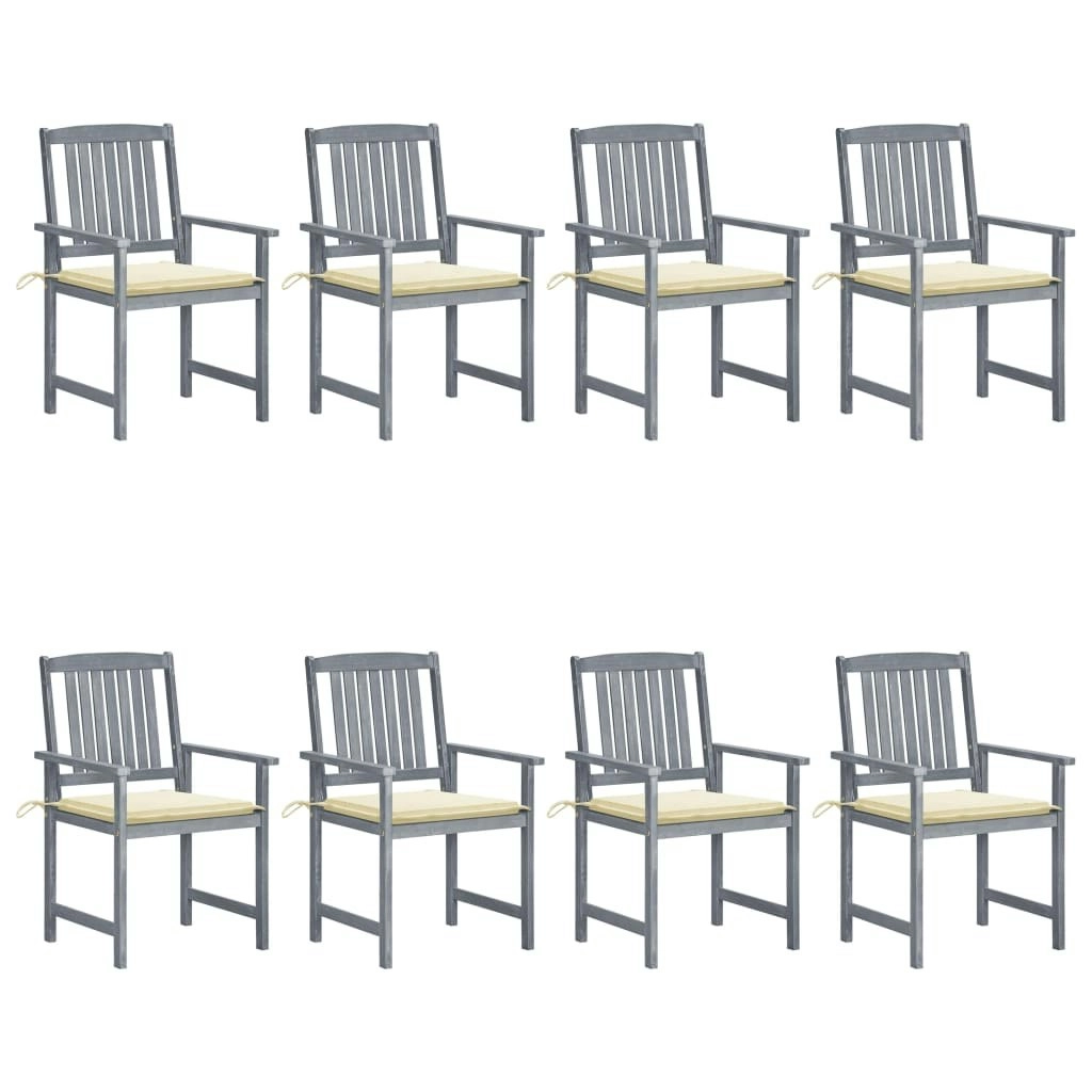 Garden Chairs with Cushions 8 pcs Solid Acacia Wood Grey 3078224