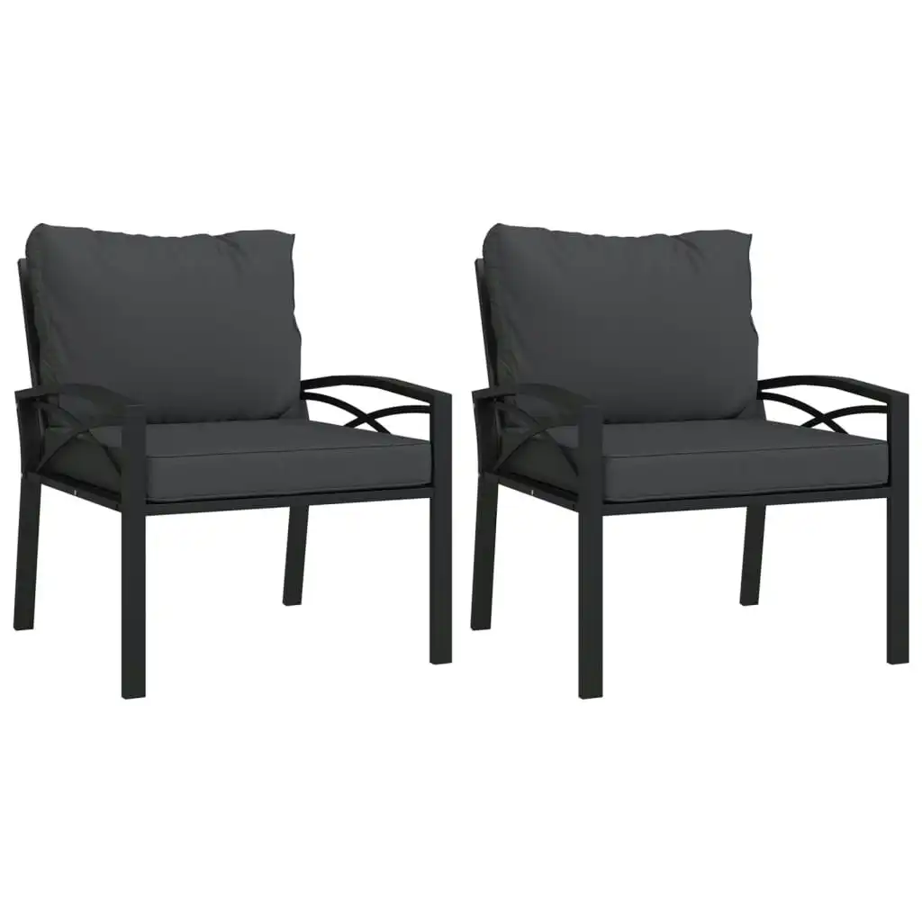 Garden Chairs with Grey Cushions 2 pcs 68x76x79 cm Steel 362715