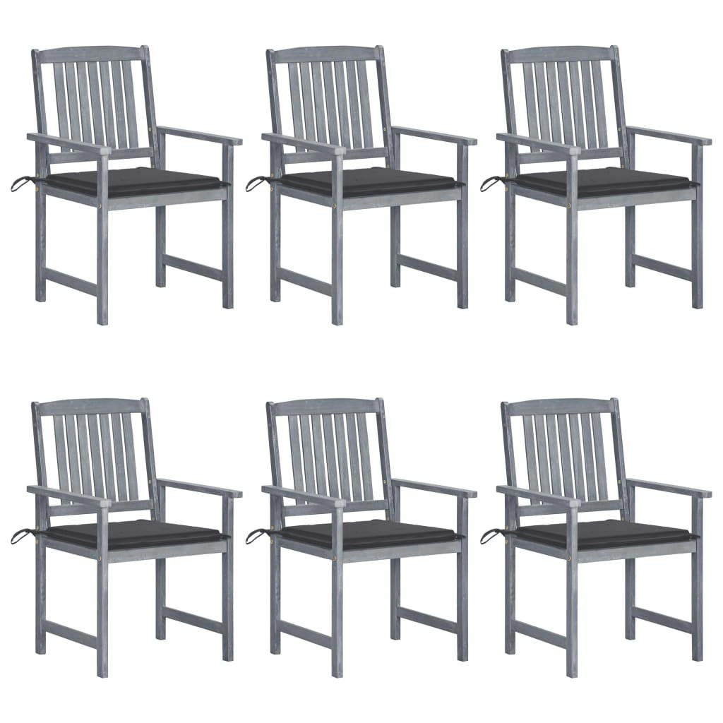 Garden Chairs with Cushions 6 pcs Solid Wood Acacia Grey 3078207