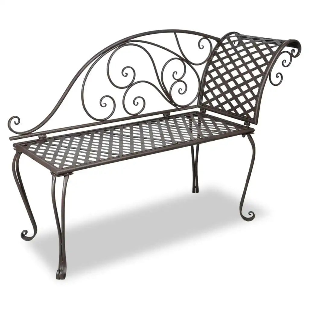 Garden Chaise Lounge 128 cm Steel Antique Brown 40717