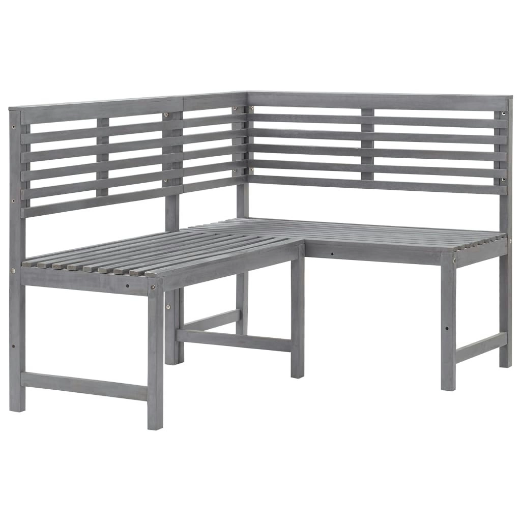 Garden Corner Bench Grey 140 cm Solid Acacia Wood 312423