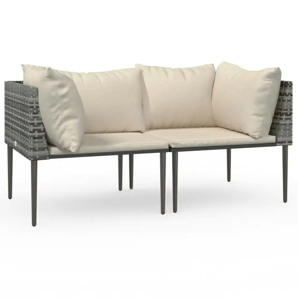 Garden Corner Sofas with Cushions 2 pcs Grey Poly Rattan 364126