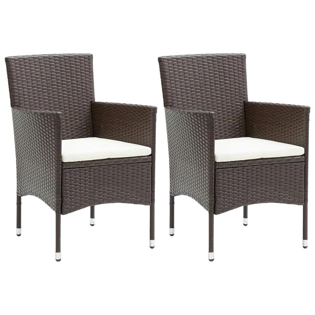 Garden Dining Chairs 2 pcs Poly Rattan Brown 310554