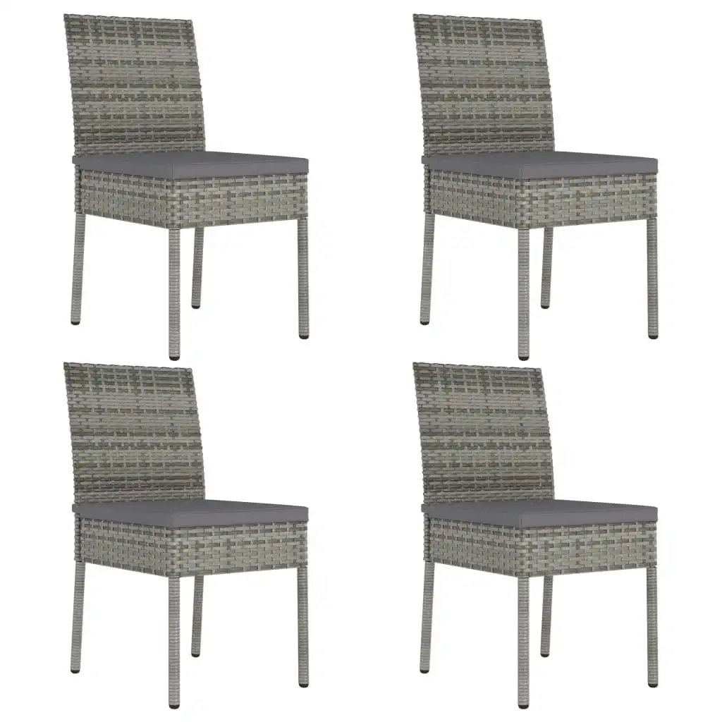 Garden Dining Chairs 4 pcs Poly Rattan Grey 315109