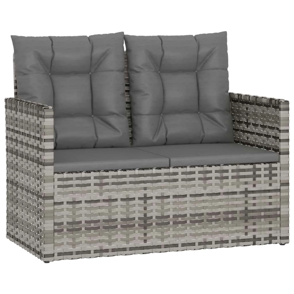 Garden Bench with Cushions Grey 105 cm Poly Rattan 362319