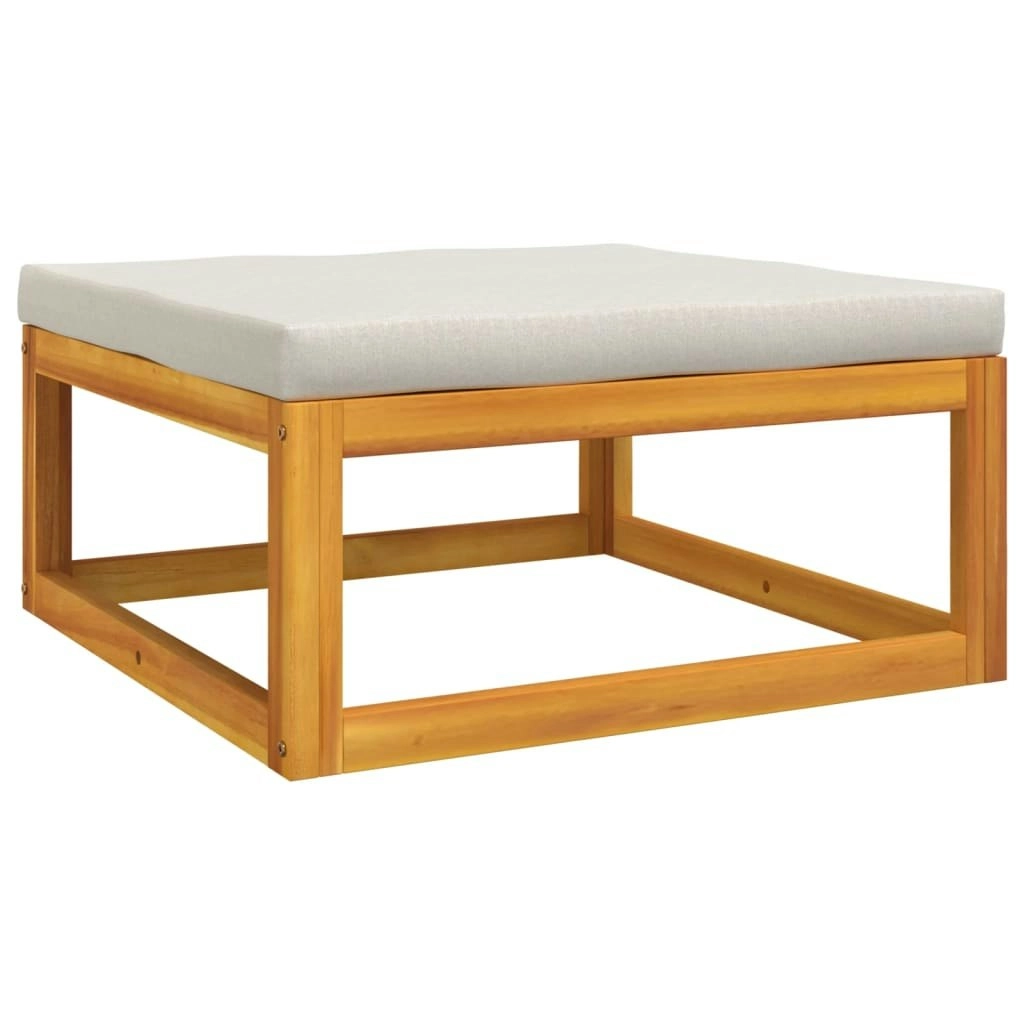 Garden Footrest with Light Grey Cushion Solid Wood Acacia 360014