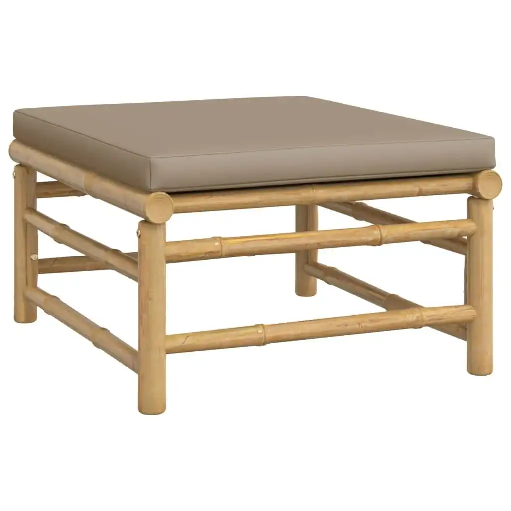 Garden Footstool with Taupe Cushion Bamboo 362288