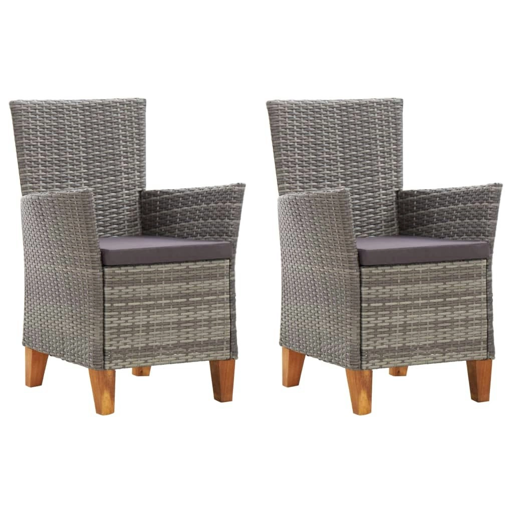 Garden Chairs 2 pcs with Cushions Poly Rattan Grey 46003