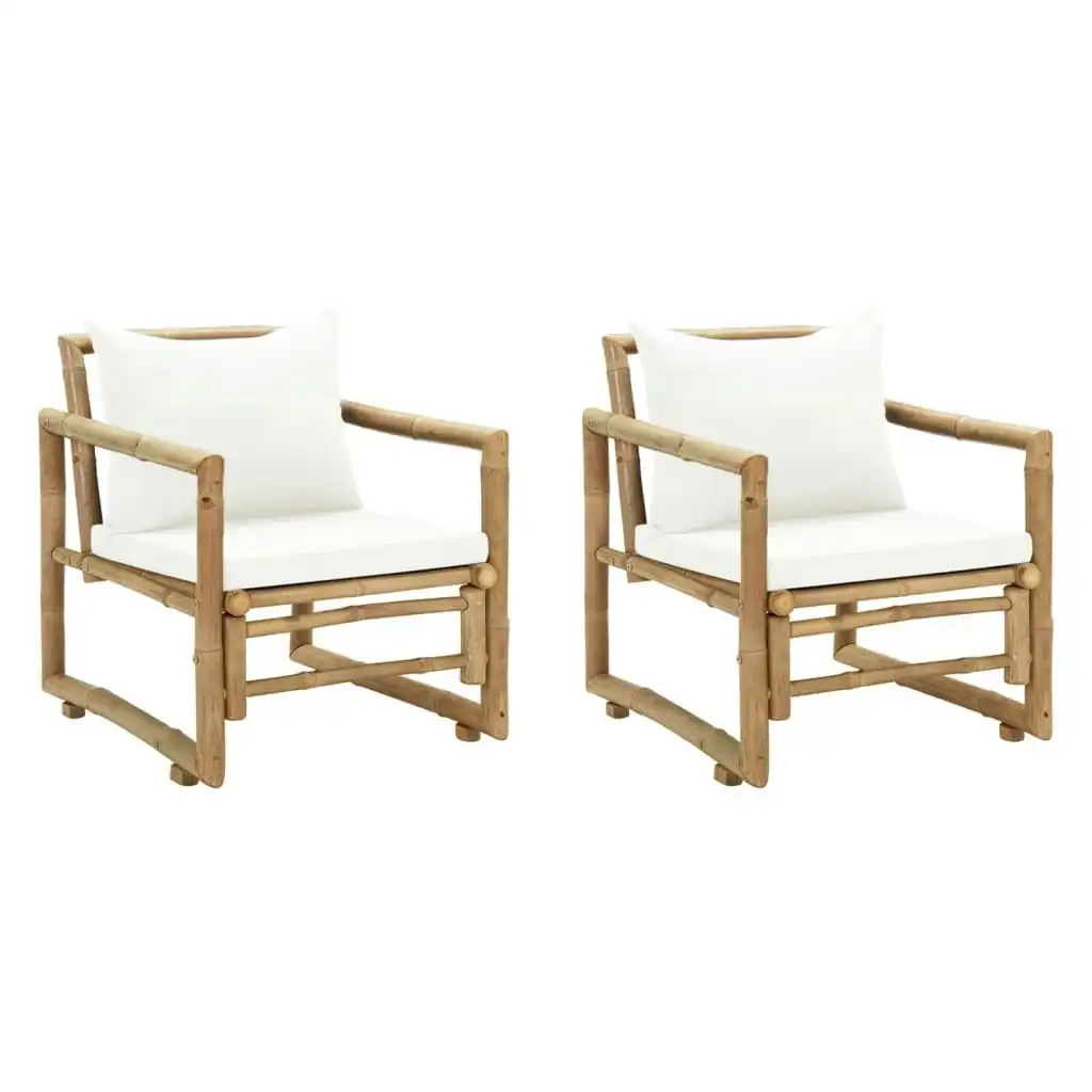 Garden Chairs 2 pcs with Cushions and Pillows Bamboo 43158