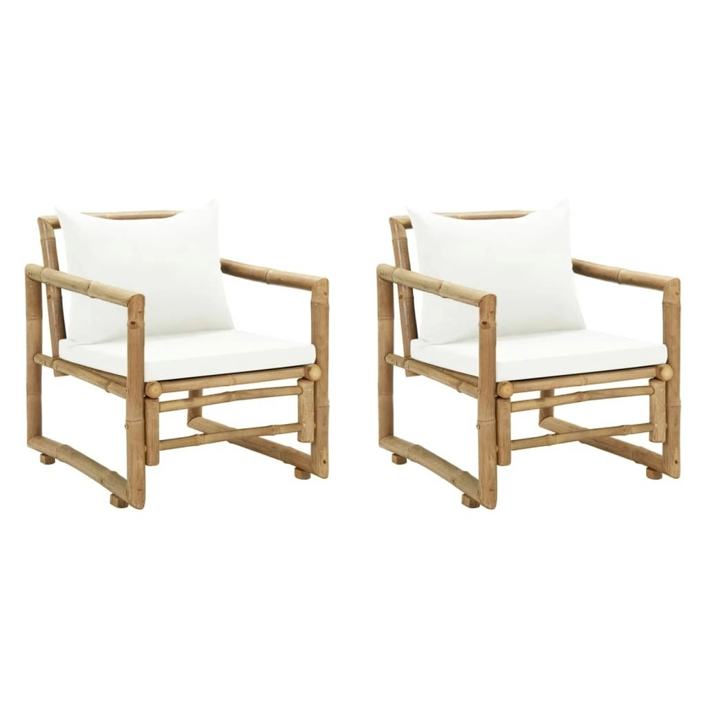 Garden Chairs 2 pcs with Cushions and Pillows Bamboo 43158