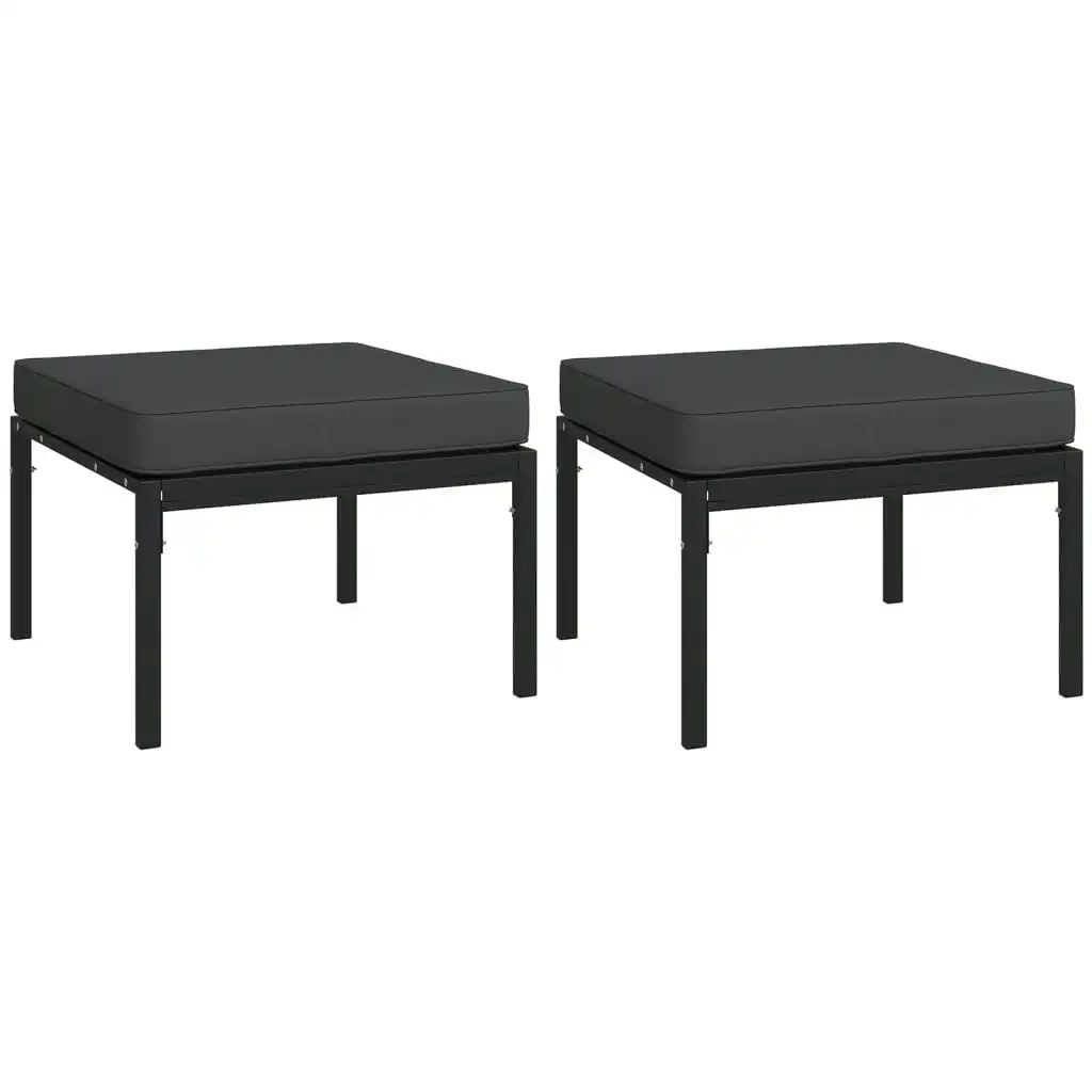 Garden Footstools with Grey Cushions 2 pcs 60x60x35 cm Steel 362719