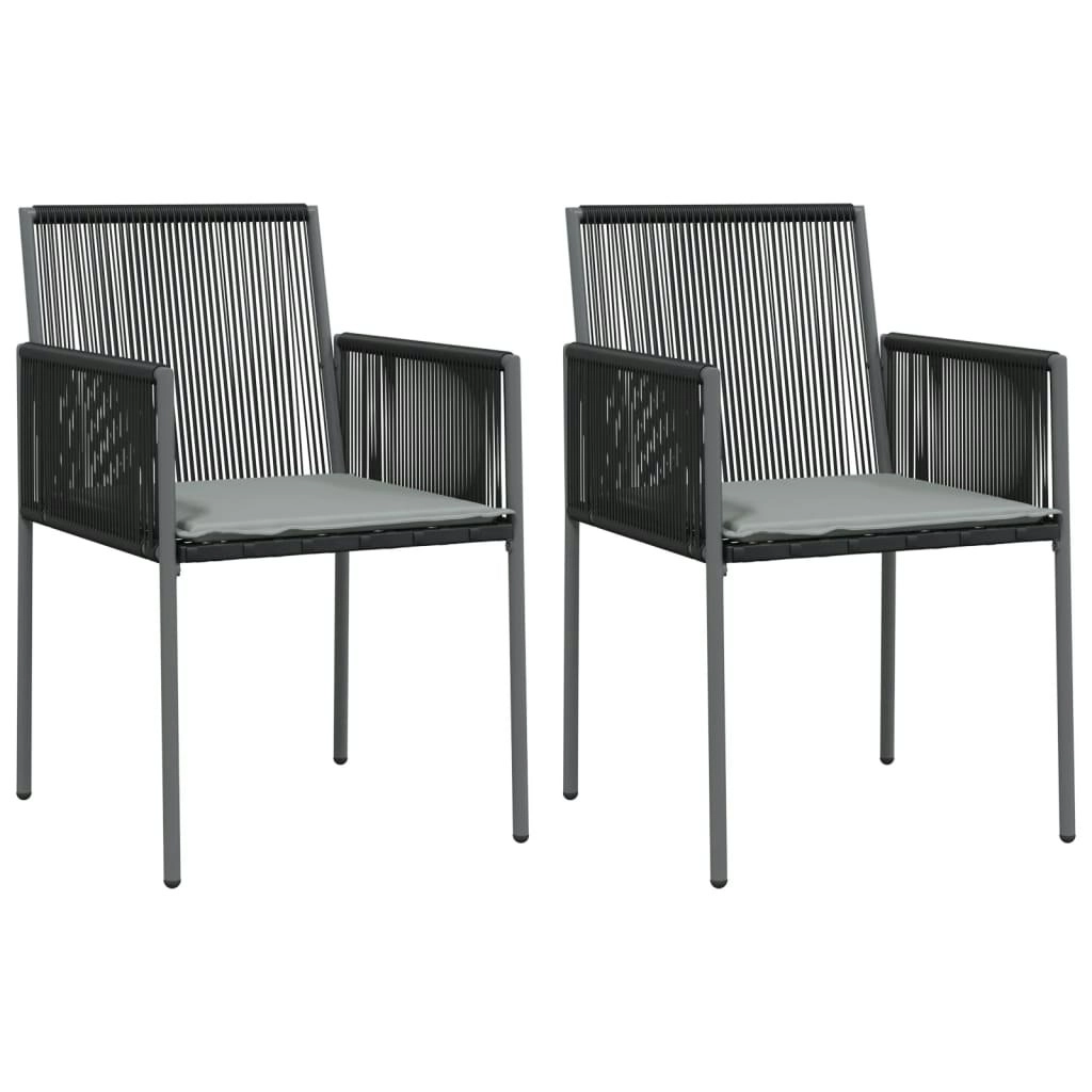 Garden Chairs with Cushions 2 pcs Black 54x60.5x83.5 cm Poly Rattan 364102