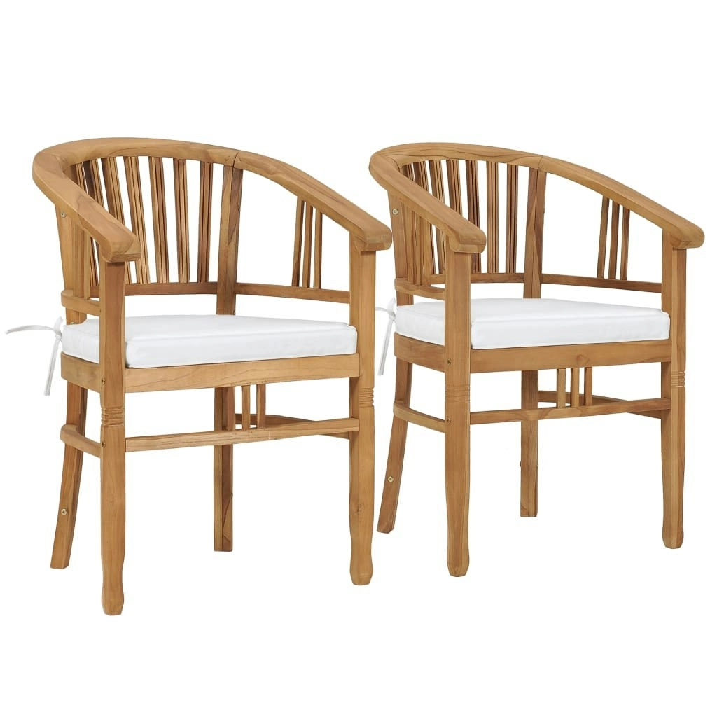 Garden Chairs with Cushions 2 pcs Solid Teak Wood 49430