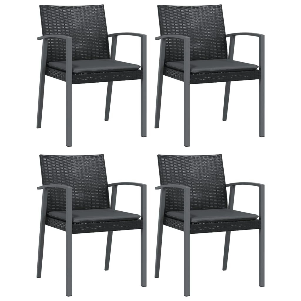 Garden Chairs with Cushions 4 pcs Black 56.5x57x83 cm Poly Rattan 3187079