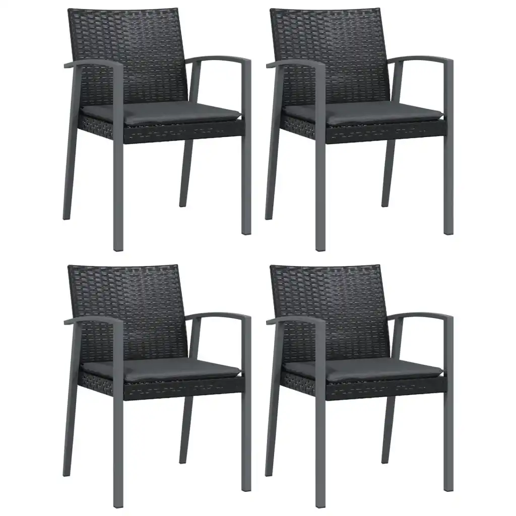 Garden Chairs with Cushions 4 pcs Black 56.5x57x83 cm Poly Rattan 3187079