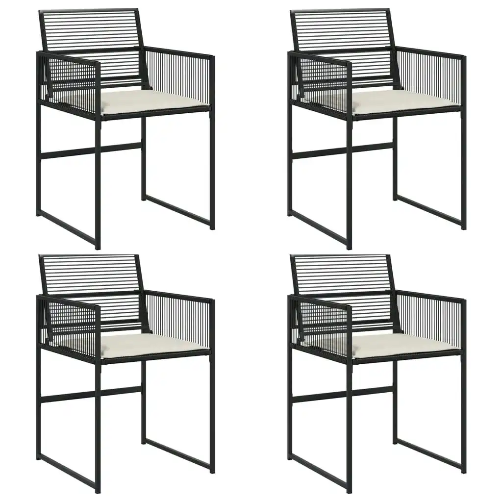 Garden Chairs with Cushions 4 pcs Black Poly Rattan 4008575