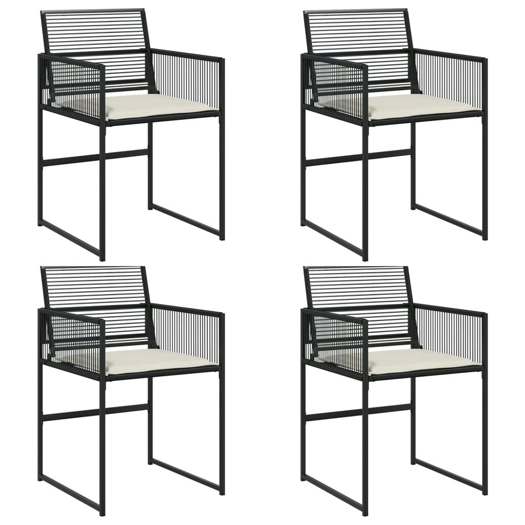 Garden Chairs with Cushions 4 pcs Black Poly Rattan 4008575