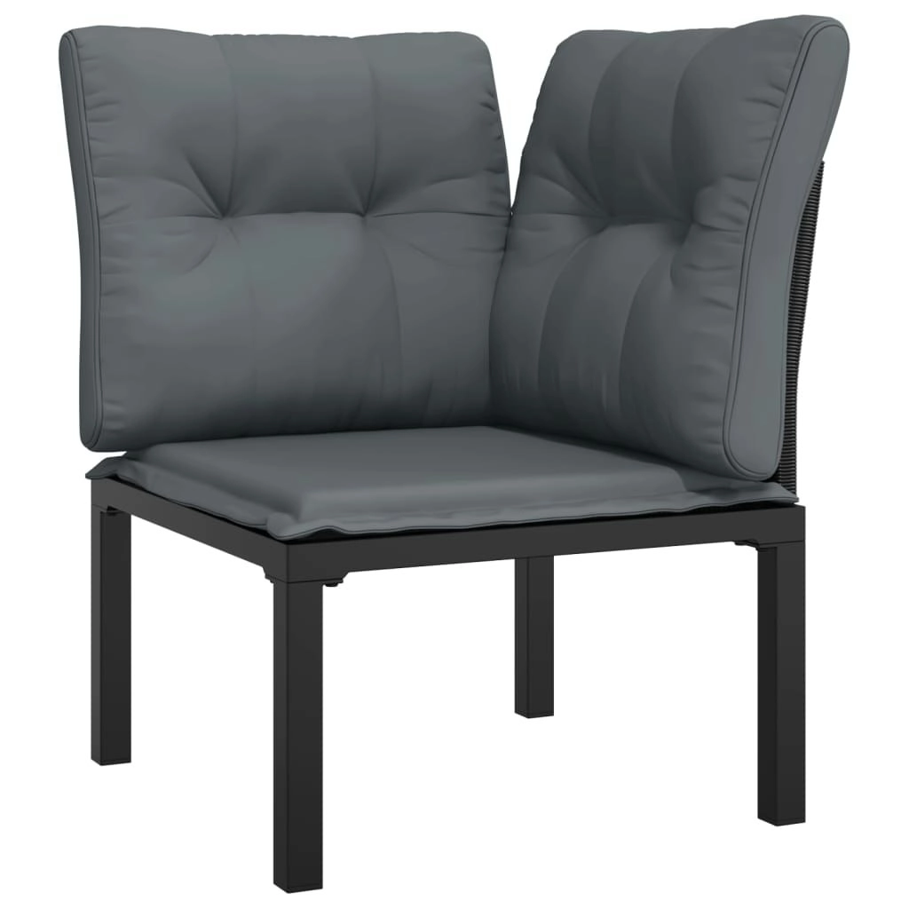 Garden Corner Chair with Cushions Black and Grey Poly Rattan 362797