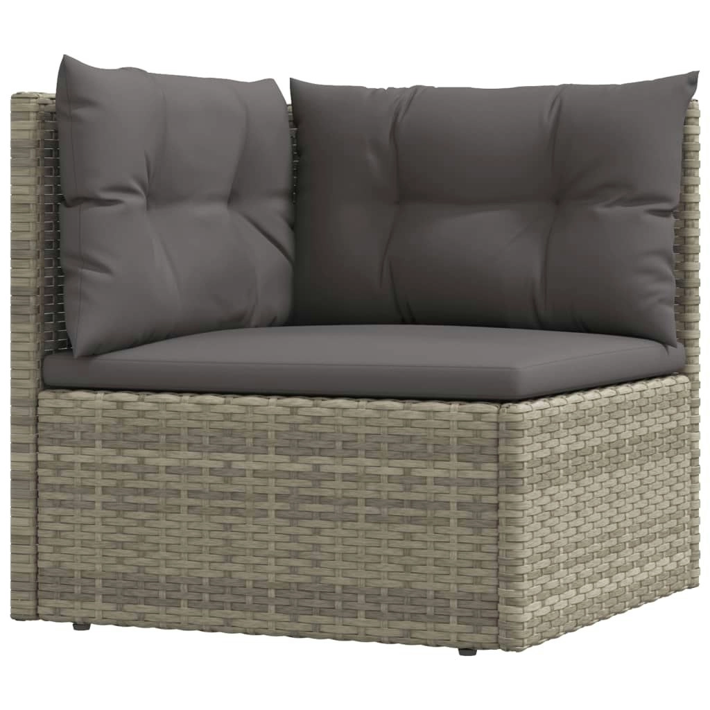 Garden Corner Sofa with Cushions Grey Poly Rattan 319600