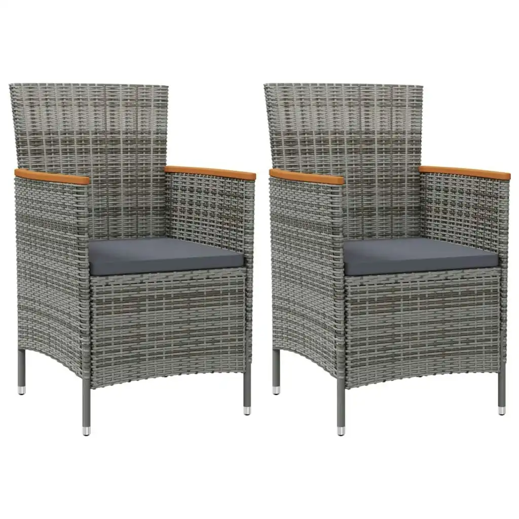 Garden Dining Chairs 2 pcs Poly Rattan Grey 316149